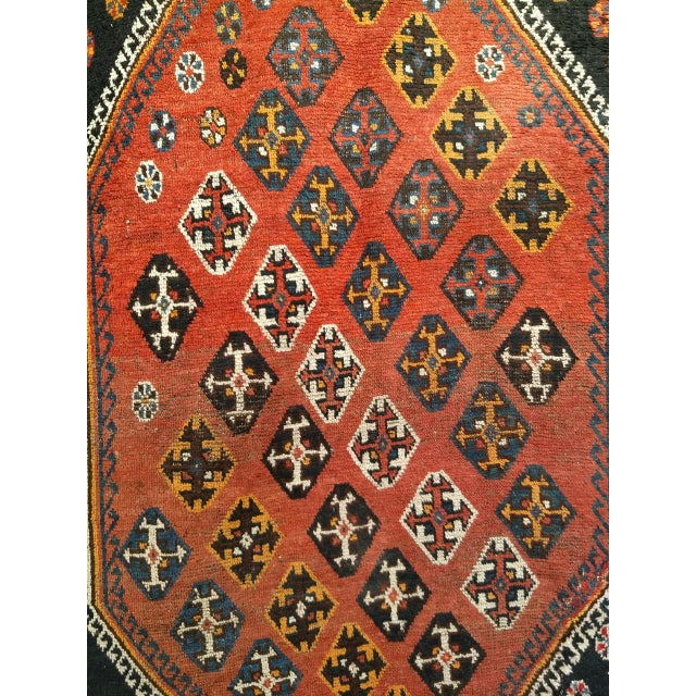 Vintage Persian Qashqai Tribal Area Rug, Hand-Knotted Wool, Geometric Pattern, 5x7, Rust & Navy For Sale - Image 11 of 16