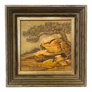 Vintage American Southwest Still Life Realism Landscape Framed Original Oil Painting by Gary Adcock