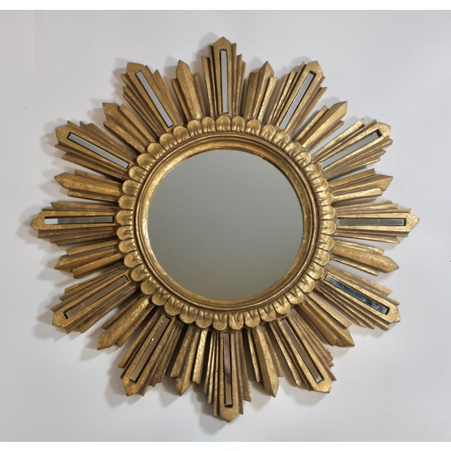 Large French Hollywood Regency Vintage Sunburst Mirror For Sale - Image 10 of 10