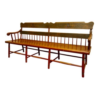 19th Century American Country Windsor Deacon's Bench For Sale
