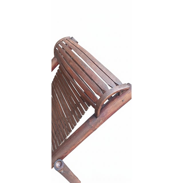 Wood Bamboo and Wooden Slats Deck Chair, 1970s For Sale - Image 7 of 14