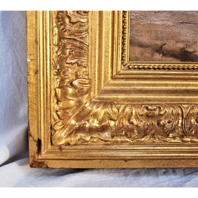 Antique Original Oil Dutch Oil Painting of Barnyard Scene by Edward Quitton For Sale In San Francisco - Image 6 of 7