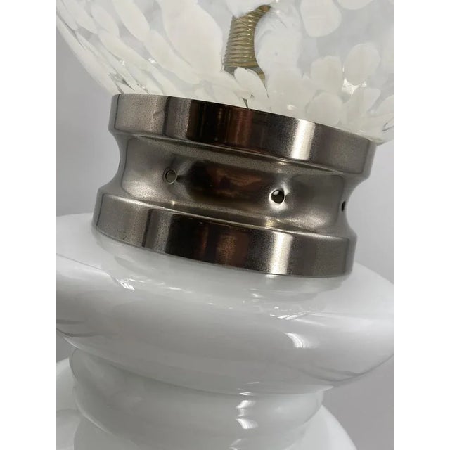 1970s Floor Lamp in White Satined Glass by Carlo Nason for Mazzega, 1970s For Sale - Image 5 of 12