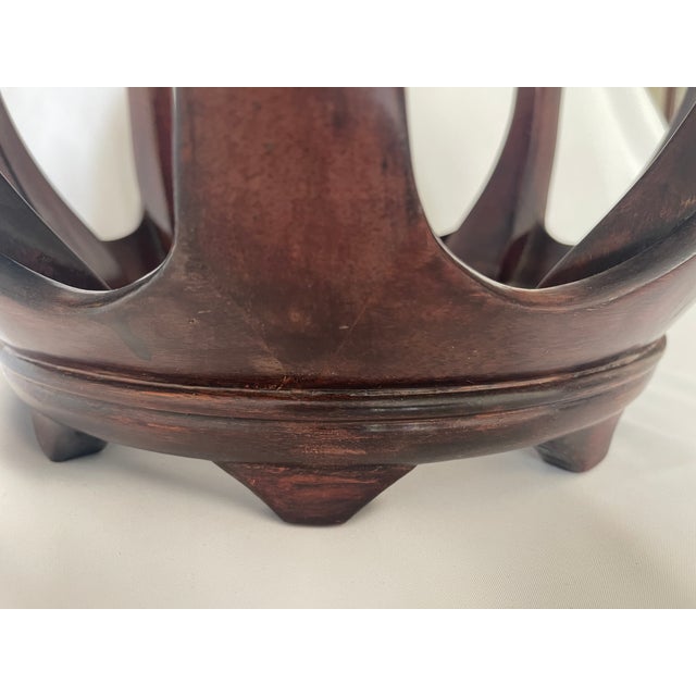 Wood Mid 20th Century Chinese Hardwood Melon Shape Garden Seat Side Table With Mother of Pearl Inlay For Sale - Image 7 of 10