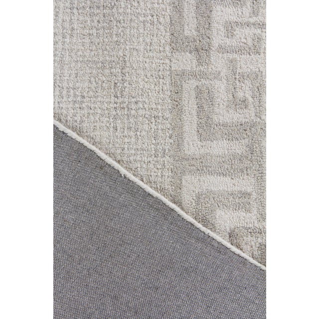 Silver Exquisite Rugs Melbourne Hand Loom Wool & Cotton Silver - 8'x10' For Sale - Image 8 of 9