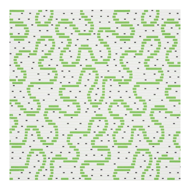 Sample - Schumacher X Celerie Kemble MeanderWallpaper in Moss For Sale