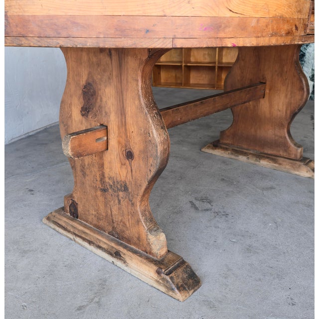 Brown French Country Oval Wabi Sabi Dining Work Table For Sale - Image 8 of 9