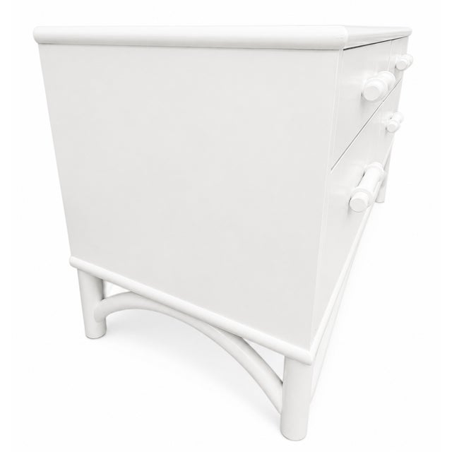 Whitecraft Vintage Coastal White Bamboo & Wood Low 4-Drawer Dresser For Sale In West Palm - Image 6 of 6