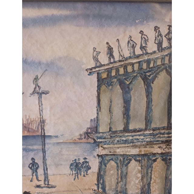 Betty Kathe St. Mark's Square, Venice 1950s Watercolor Free Shipping! For Sale - Image 4 of 8