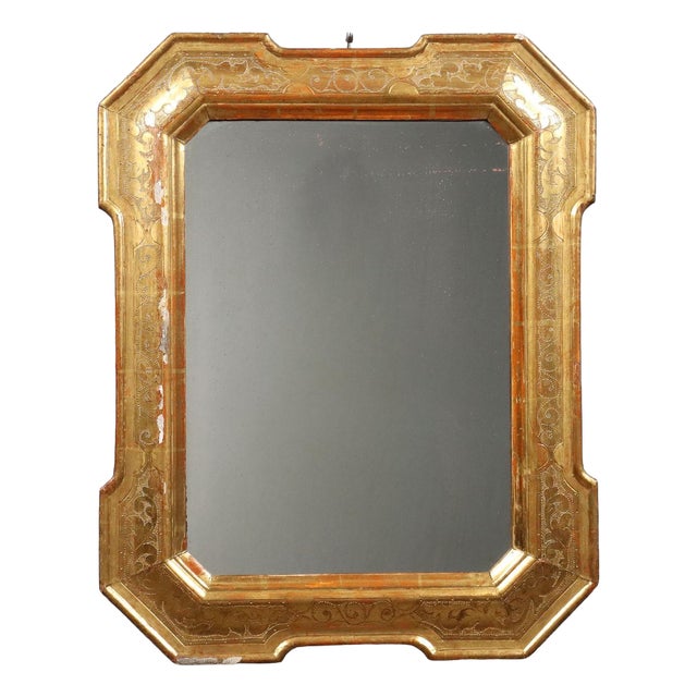 Antique Gilded Cabaret Mirror with Molded Frame, 1800s For Sale