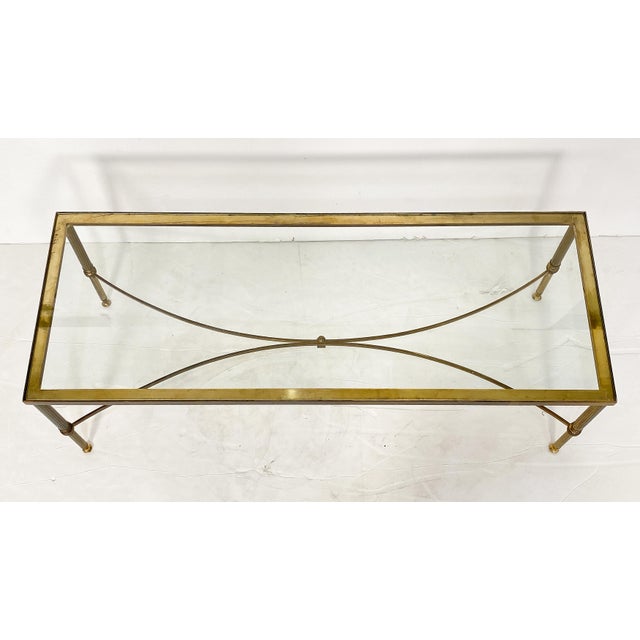 French Cocktail or Coffee Low Table of Brass and Glass in the Maison Jansen Style For Sale - Image 11 of 11