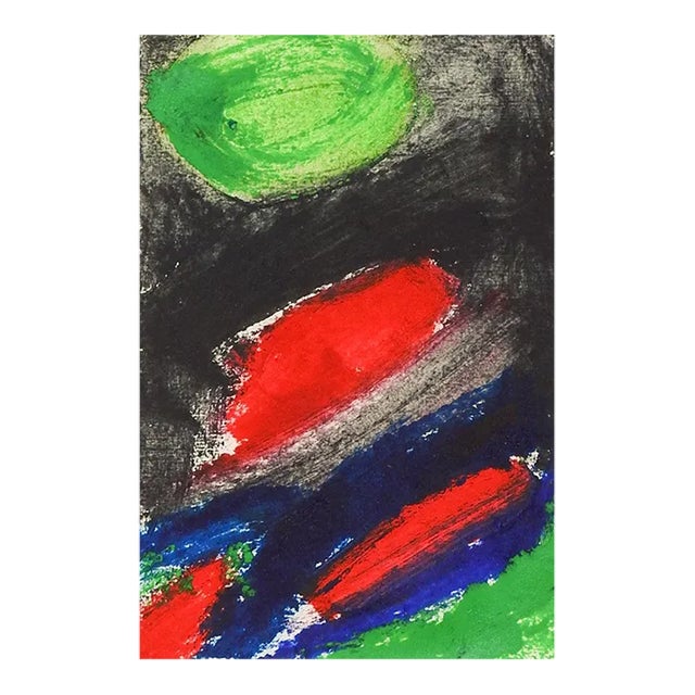 Vintage Mid Century Abstract Monoprint For Sale