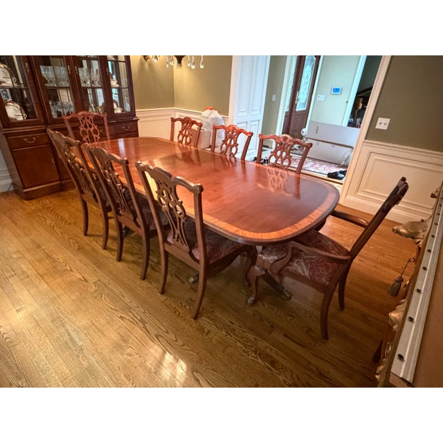 Vintage Ethan Allen Chippendale Style Extension Dining Table & 8 Chairs For Sale - Image 13 of 17