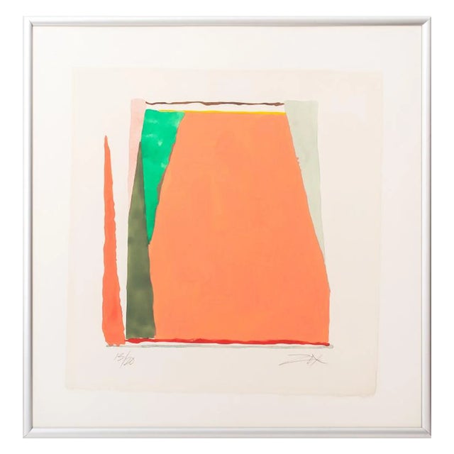 Larry Zox Abstract Composition in Salmon Pochoir For Sale