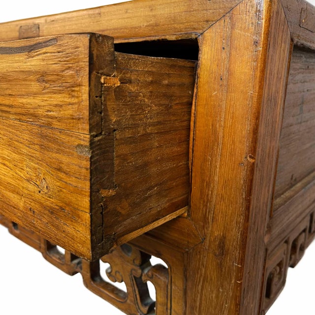 Brown Antique Chinese Hand-Carved Elm Console Table For Sale - Image 8 of 13