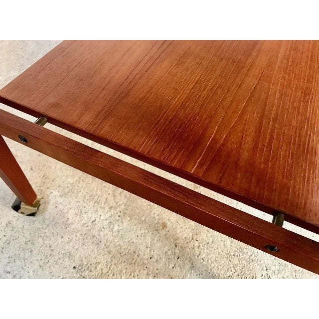 German Minimalist Teak and Brass Serving Trolley, 1960s For Sale - Image 10 of 15