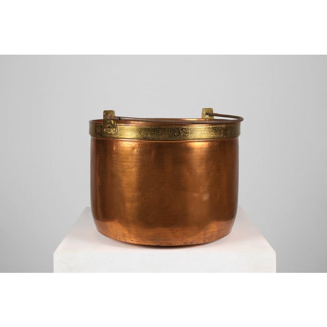 Large Rustic Red Copper Kettle with Handle, France, 1850s For Sale - Image 6 of 12