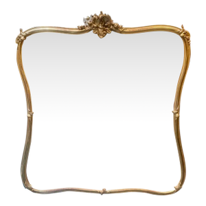 Large 19th C. French Louis XV Giltwood Shaped Mirror