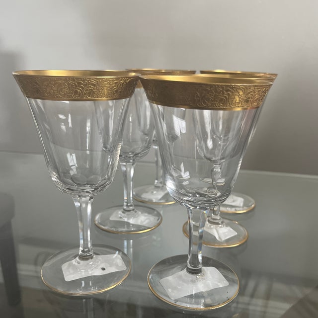 Early 20th Century Tiffin Franciscan “Minton” Optic Water Goblets - Set of 6 For Sale - Image 4 of 12