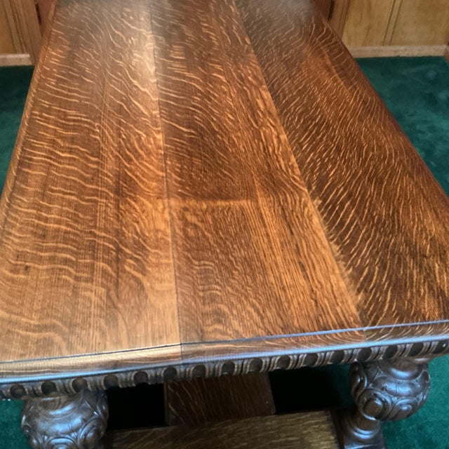Antique Arts and Craft Quarter Sawn Library/ Console Table For Sale - Image 4 of 10