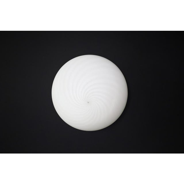 Murano Swirl Glass Ceiling Light attributed to Vm-Vetri, Italy, 1970s For Sale - Image 12 of 17