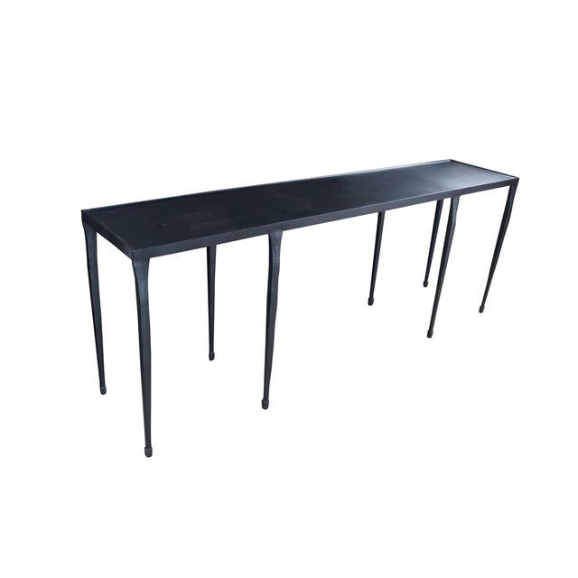 Rustic Late 20th Century Bernhardt Silviano Heavy Cast Iron Entry Console Sofa Table For Sale - Image 3 of 12