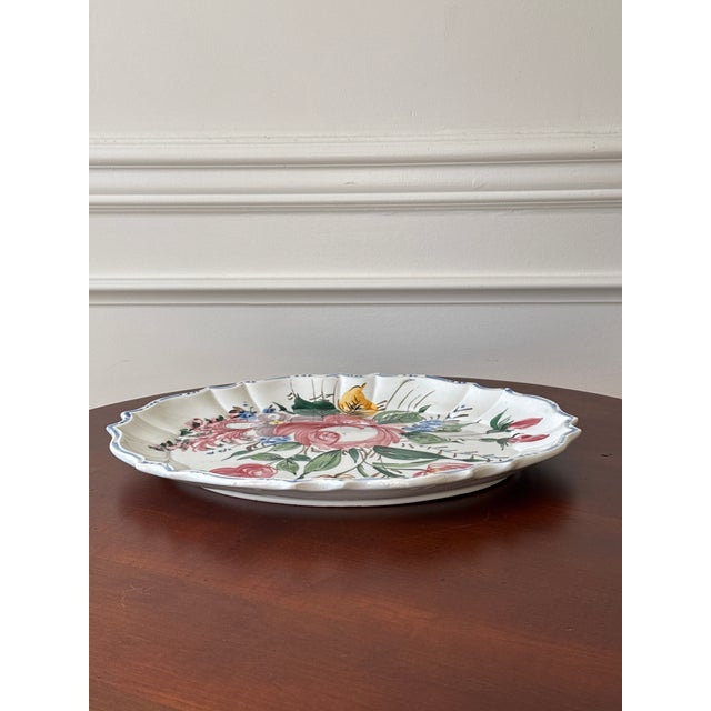 Ceramic Italian Hand Painted Floral Platter For Sale - Image 7 of 10