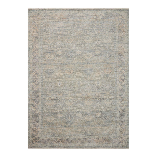 Angela Rose x Loloi Blake Rug Sky / Beige 18" x 18" Sample Rug For Sale