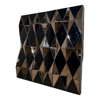 Large Sculptural Geometric Faceted Mirror Panel Prism Mirror For Sale