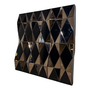 Large Sculptural Geometric Faceted Mirror Panel Prism Mirror For Sale