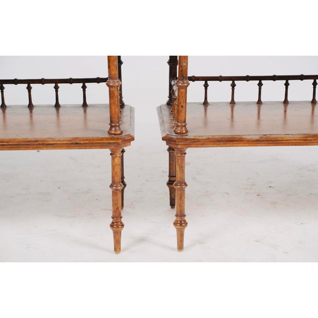 Late 20th Century Pair of Late 20th Century Judson Rothschild Aesthetic Movement Faux Bamboo Leather Top End Tables for the Rothschild Collection For Sale - Image 5 of 7