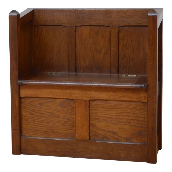 Gothic Revival Oak Hall Bench | Chairish