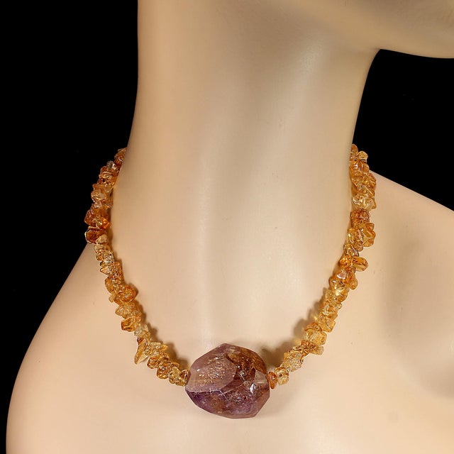 Traditional Ajd 16 Inch Citrine Necklace With Large Ametrine Focal For Sale - Image 3 of 6