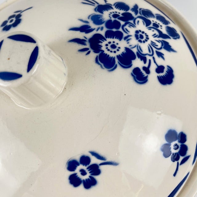 Vintage Semi-Porcelain Tureen with Blue Floral Pattern from Badonviller, 1920s For Sale - Image 13 of 14