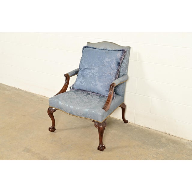 Kittinger Kittinger Chippendale Carved Mahogany Open Arm Library Chair For Sale - Image 4 of 18