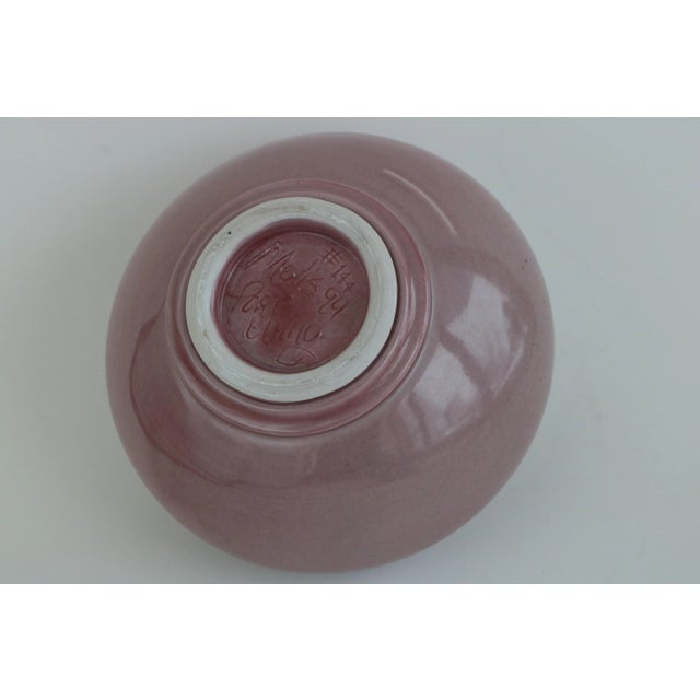 1990s Mauve Wildflower Lidded Ceramic Vessel For Sale - Image 5 of 6