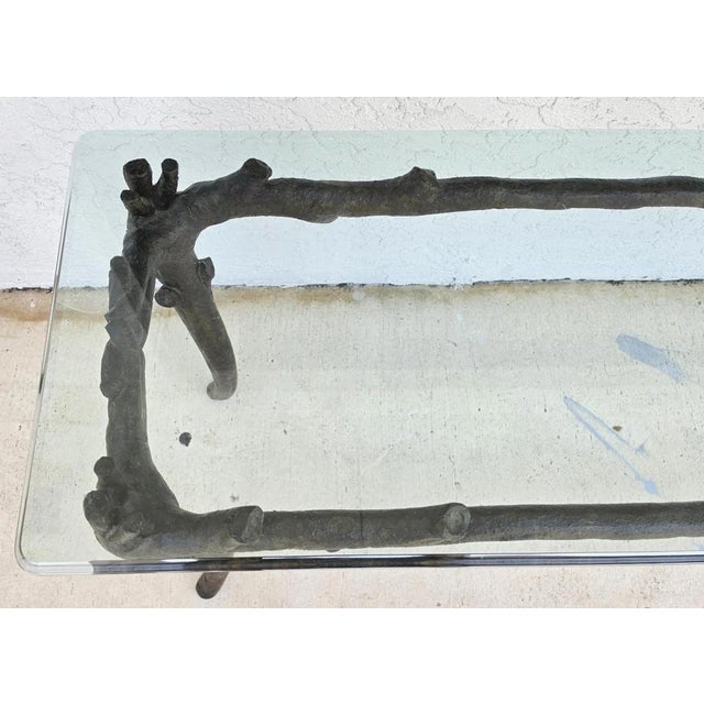 Patinated Bronze Faux Bois Branch Console Table Attributed to Carl Gillberg For Sale - Image 9 of 12