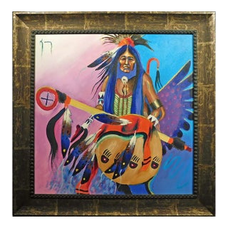 Bruce King Old Style Original Painting Framed Art Acrylic Hand Signed Art For Sale