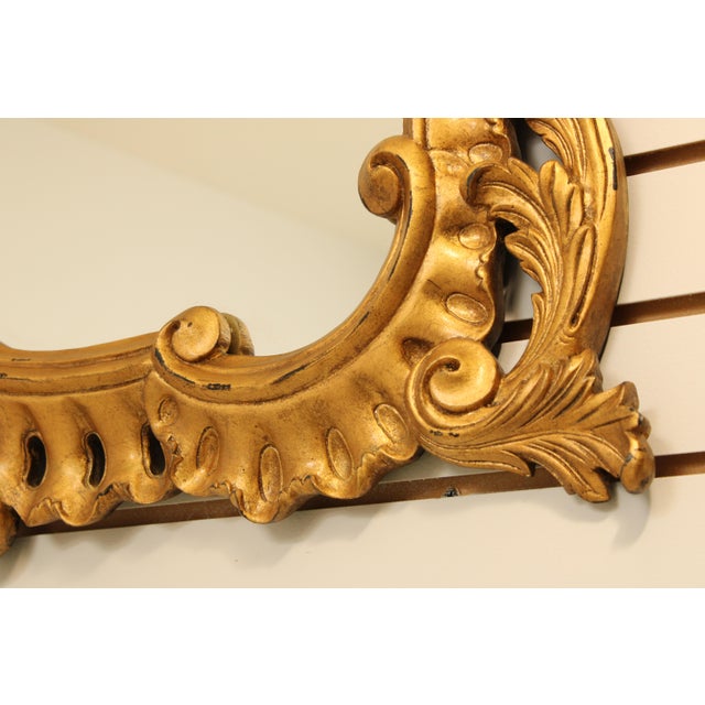 1990s Gold Finish Chippendale Style Horizontal 3 Panel Mirror For Sale - Image 5 of 12