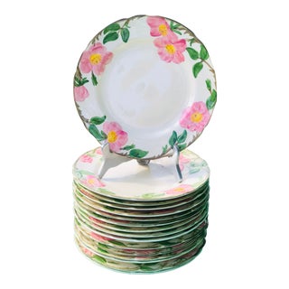 Sixteen California Franciscan China Desert Rose Dinner Plates- Set of 16 For Sale