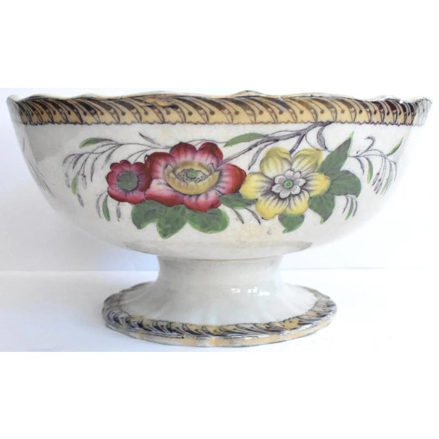 Antique 19th-Century Polychrome Staffordshire Transferware Footed Punch Bowl For Sale - Image 10 of 10