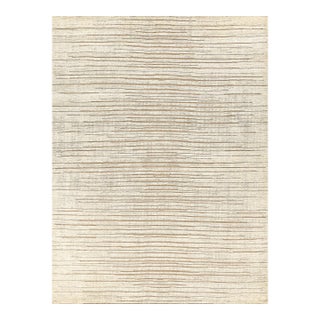 Exquisite Rugs Mixed Texture Hand-Knotted New Zealand Wool & Bamboo Silk Beige Rug-12'X15' For Sale