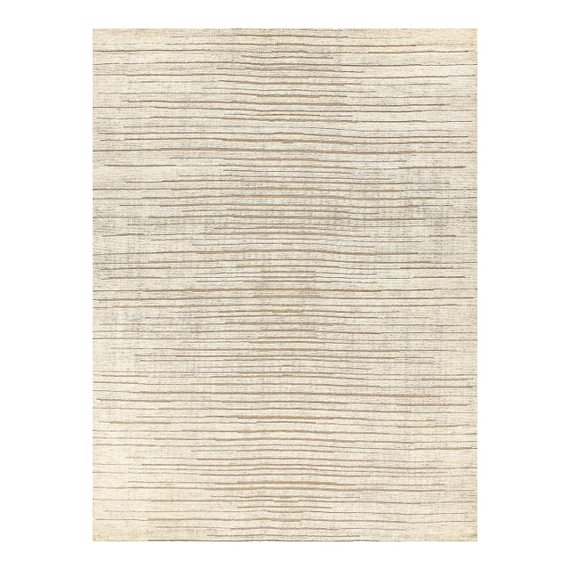 Exquisite Rugs Mixed Texture Hand-Knotted New Zealand Wool & Bamboo Silk Beige Rug-12'X15' For Sale