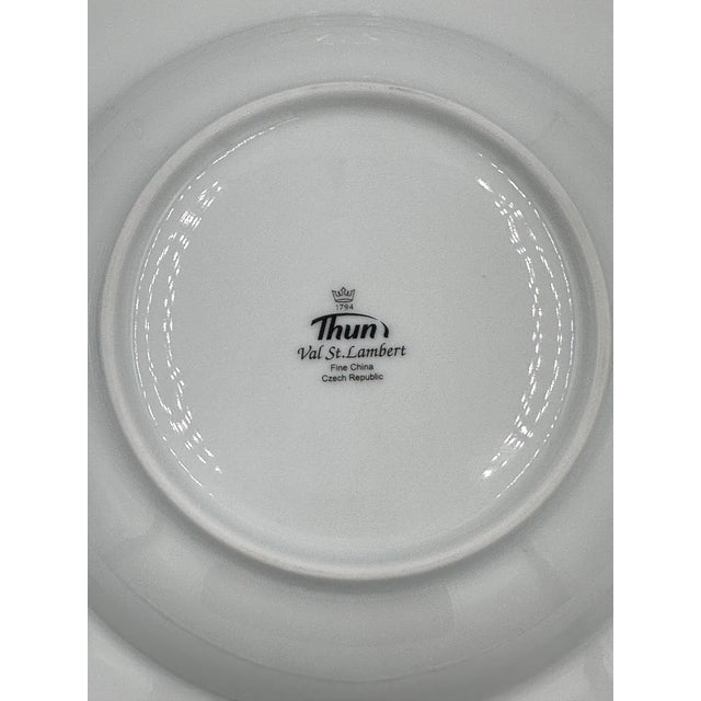 Early 20th Century Early 20th Century Thun Val St. Lambert Platinum & Gold Fine China Rimmed Soup Bowl Set For Sale - Image 5 of 9