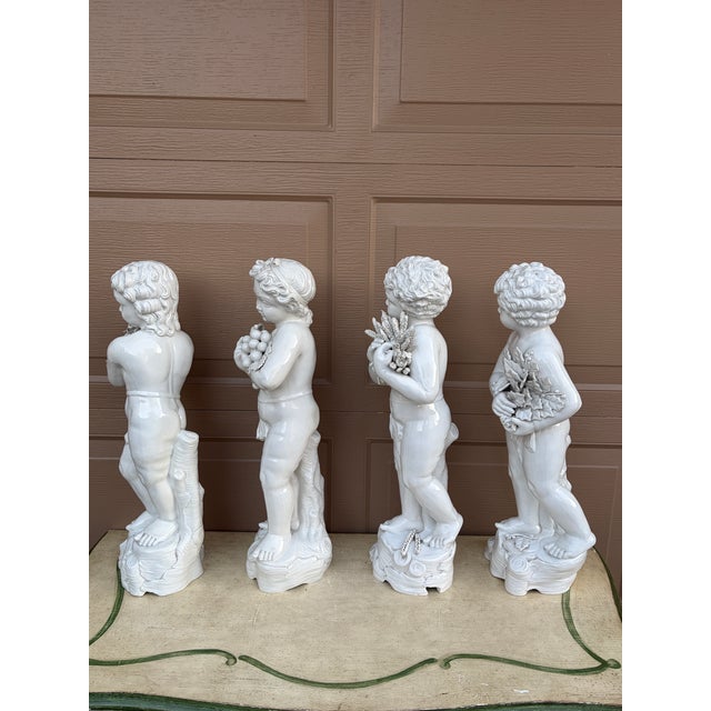 Italian White Porcelain Allegorical Four Seasons Putti, Set of Four, Mid-20th Century For Sale - Image 16 of 18