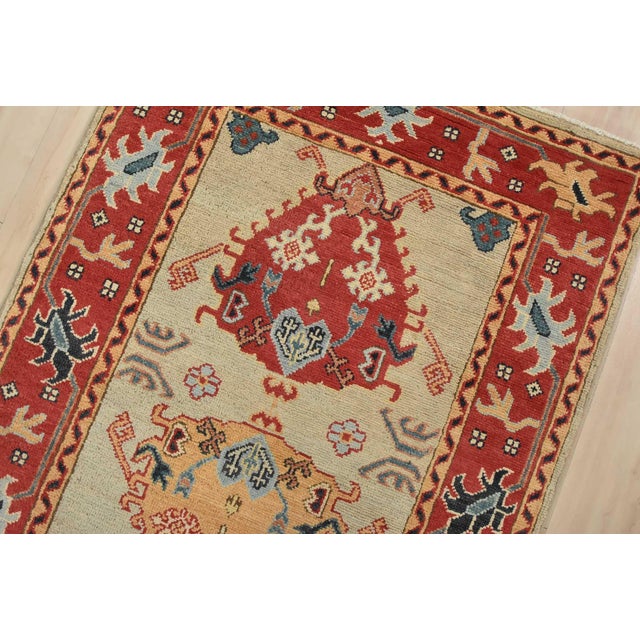 Kazak Runner 2’10” X 9’7” Gray Wool Tribal Hand-Knotted Oriental Rug For Sale In Philadelphia - Image 6 of 14