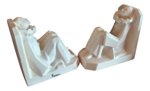 Vintage Art Deco Ceramic Pierrot Bookends by Octave Larrieu, 1930s, Set of 2