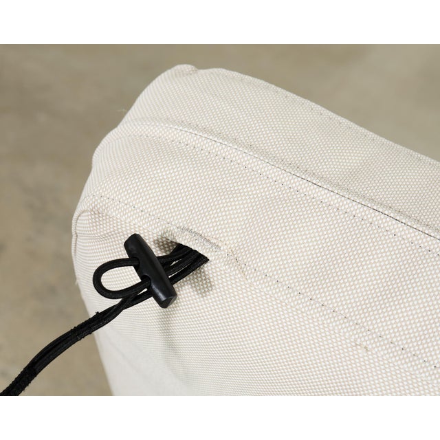 Restoration Hardware Two Piece Carmel Aluminum Garden Sofa 9.5 Ft For Sale - Image 17 of 18