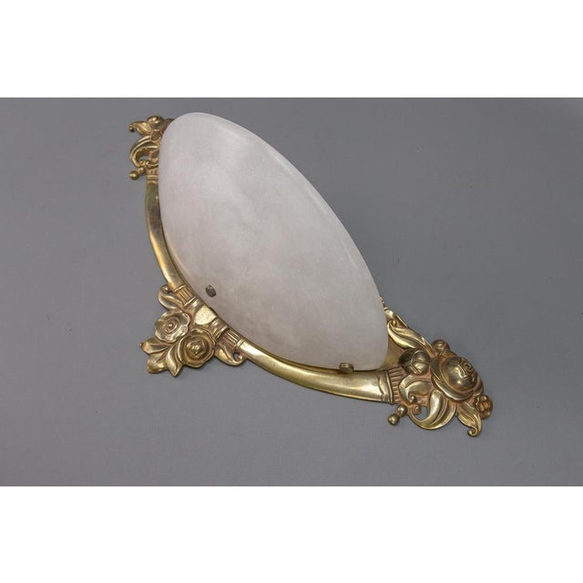 French Art Deco White Alabaster and Bronze Sconce, 1970s For Sale - Image 10 of 18
