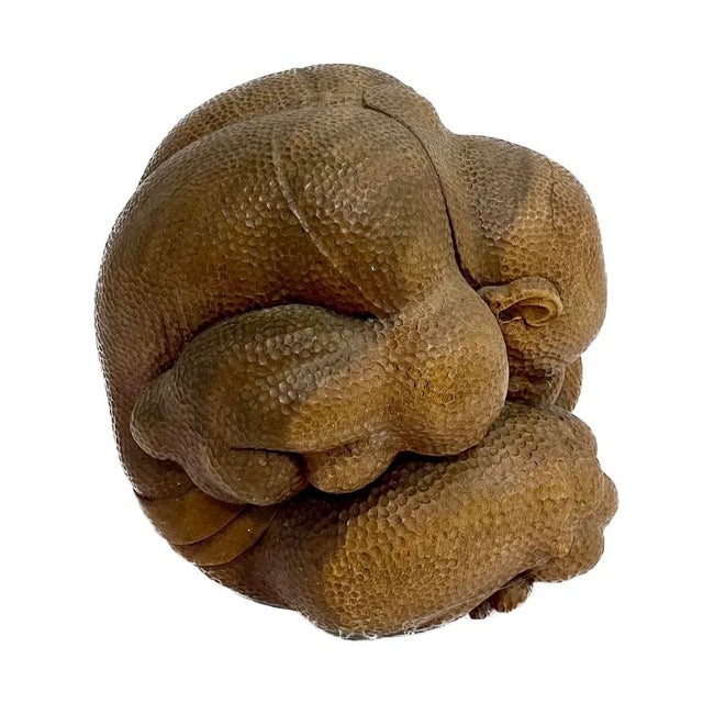 Traditional Vintage Carved Wood Sitting Buddha Sculpture For Sale - Image 3 of 4